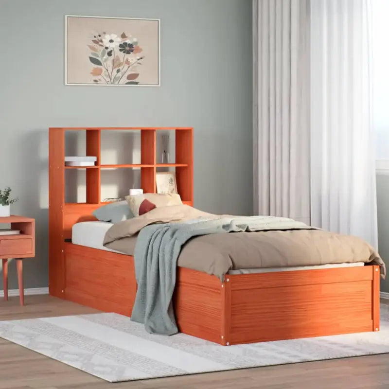 Massief Grenenhout Bedframe voor een Natuurstenen Slaapruimte - Wasbruin / 75 x 190 cm - Bedden & bedframes