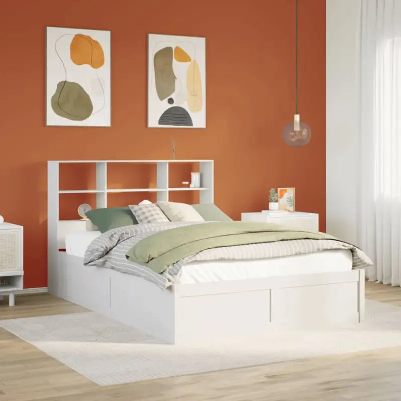 Massief Grenenhout Bedframe voor een Natuurstenen Slaapruimte - Wit / 140 x 190 cm - Bedden & bedframes