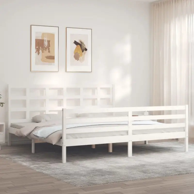 Massief Grenenhout Bedframe voor een Praktische en Natuurlijke Slaapruimte - Wit / 200 x 200 cm - Bedden & bedframes