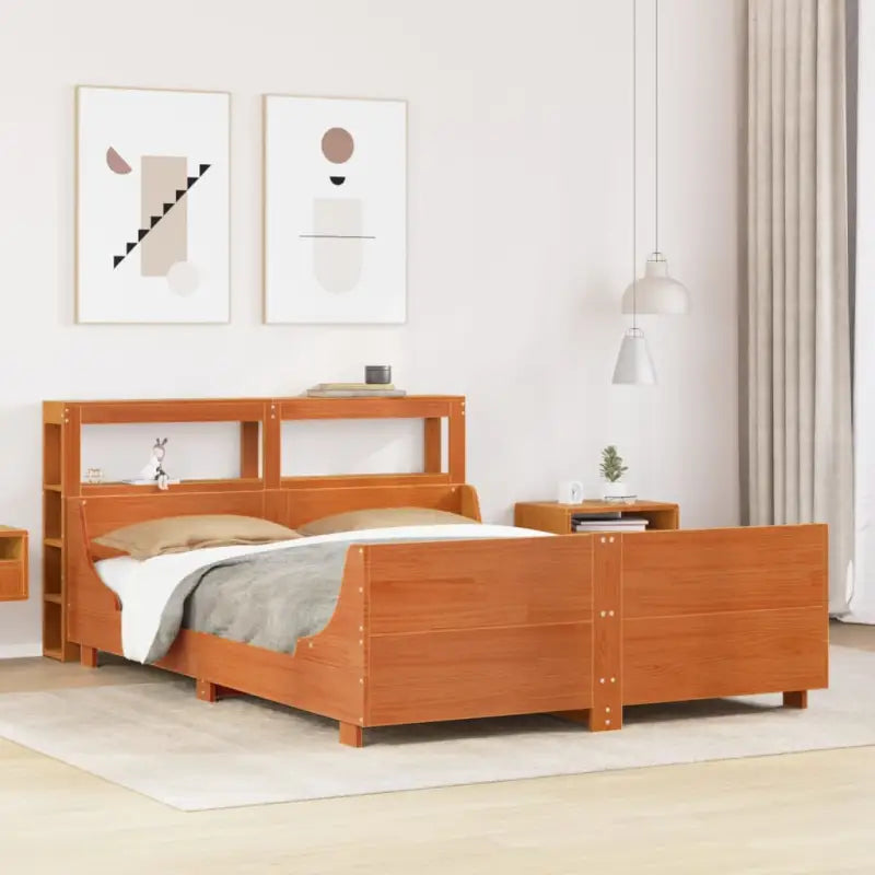 Massief Grenenhout Bedframe voor een Stevige en Duurzame Nachtrust - Wasbruin / 140 x 200 cm - Bedden & bedframes