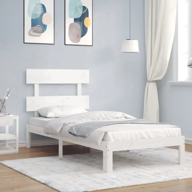 Massief Grenenhout Bedframe voor Uitstekende Ondersteuning en Decoratie - Wit / 90 x 190 cm / met hoofdbord - Bedden &