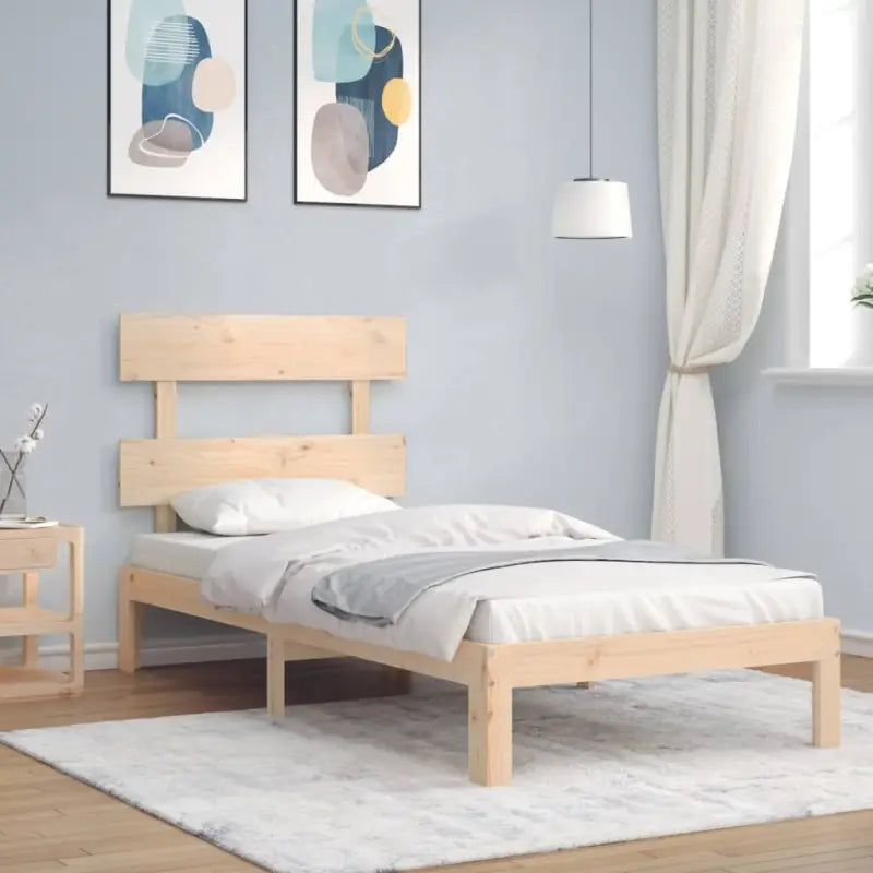 Massief Grenenhout Bedframe voor Uitstekende Ondersteuning en Decoratie - Naturel / 90 x 200 cm / met hoofdbord