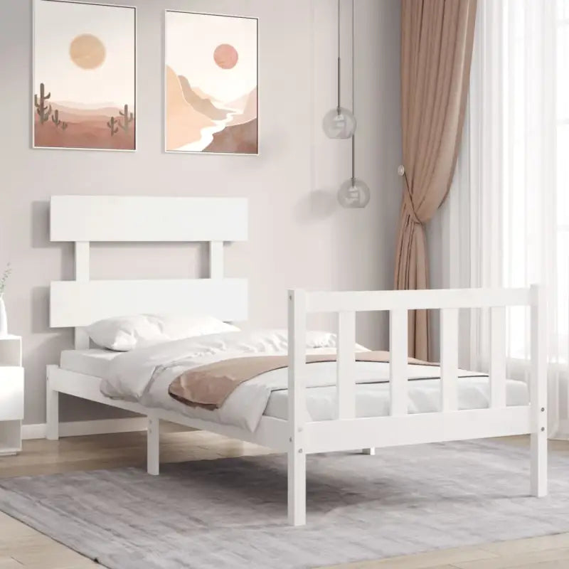 Massief Grenenhout Bedframe voor Uitstekende Ondersteuning en Decoratie - Wit / 90 x 190 cm / met hoofdbord & voetbord
