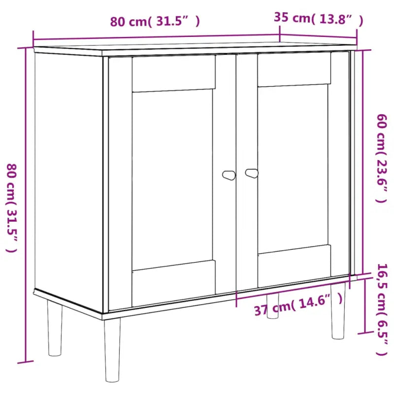 Massief Grenenhout Dressoir met Minimalistische Charme - Dressoirs & buffetkasten