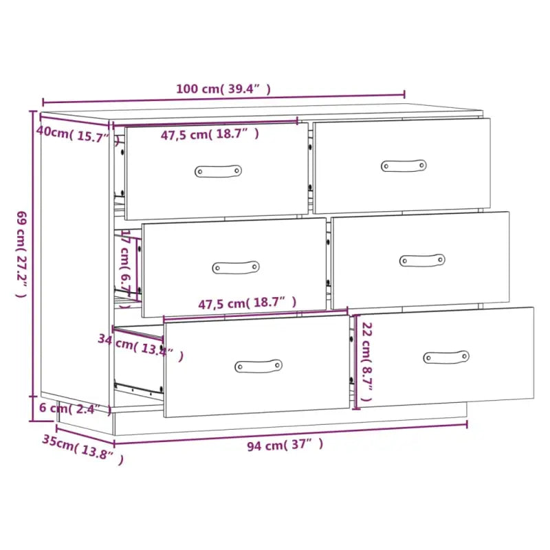 Massief Grenenhout Dressoir voor een Natuurlijke Touch in je Kamer - Dressoirs & buffetkasten