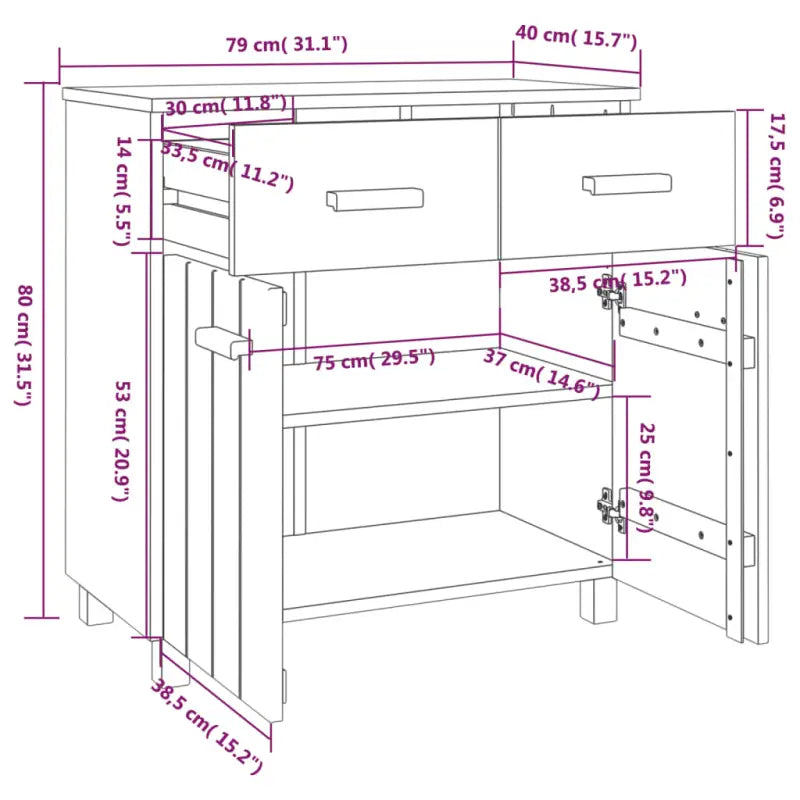 Massief grenenhout dressoir voor een stijlvolle en praktische inrichting - Dressoirs & buffetkasten