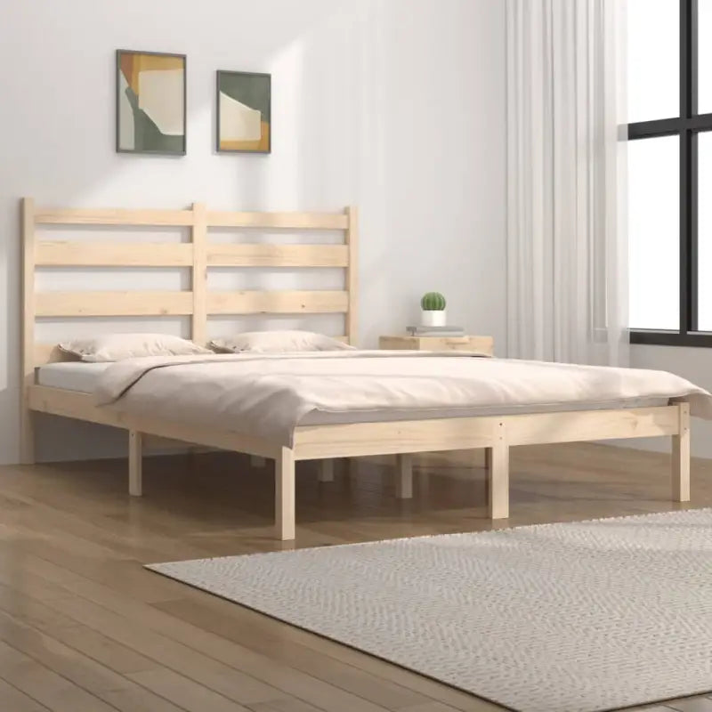 Massief grenenhout houten bedframe met aanvullende ondersteuning - Naturel / 140 x 190 cm - Bedden & bedframes