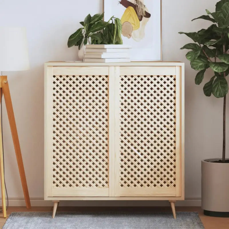 Massief Grenenhout houten kastdeuren met latwerk voor stijl en luchtstroom - 49.5 x 99 cm / 2 - Kastdeuren