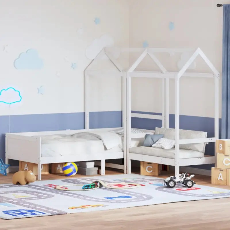Massief grenenhout houten slaapbank en bank voor slaapkamer en woonkamer - Wit / 90 x 190 cm - Bedden & bedframes