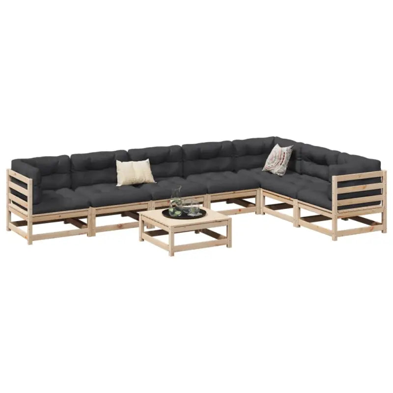 Massief Grenenhout Loungeset met Modulair Ontwerp en Hoogte Rugleuning - Natuurlijk grenenhout / met kussen - Tuinsets
