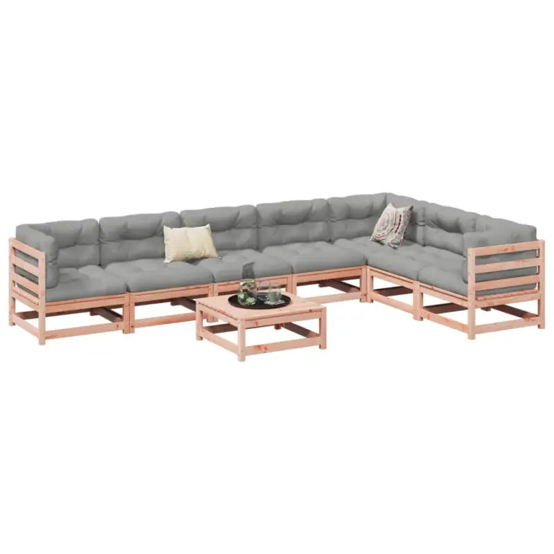 Massief Grenenhout Loungeset met Modulair Ontwerp en Hoogte Rugleuning - Natuurlijk douglashout / zonder kussen