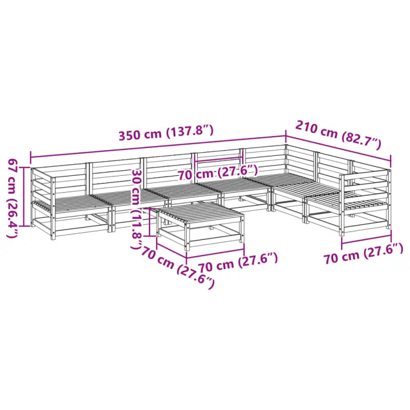 Massief Grenenhout Loungeset met Modulair Ontwerp en Hoogte Rugleuning - Tuinsets