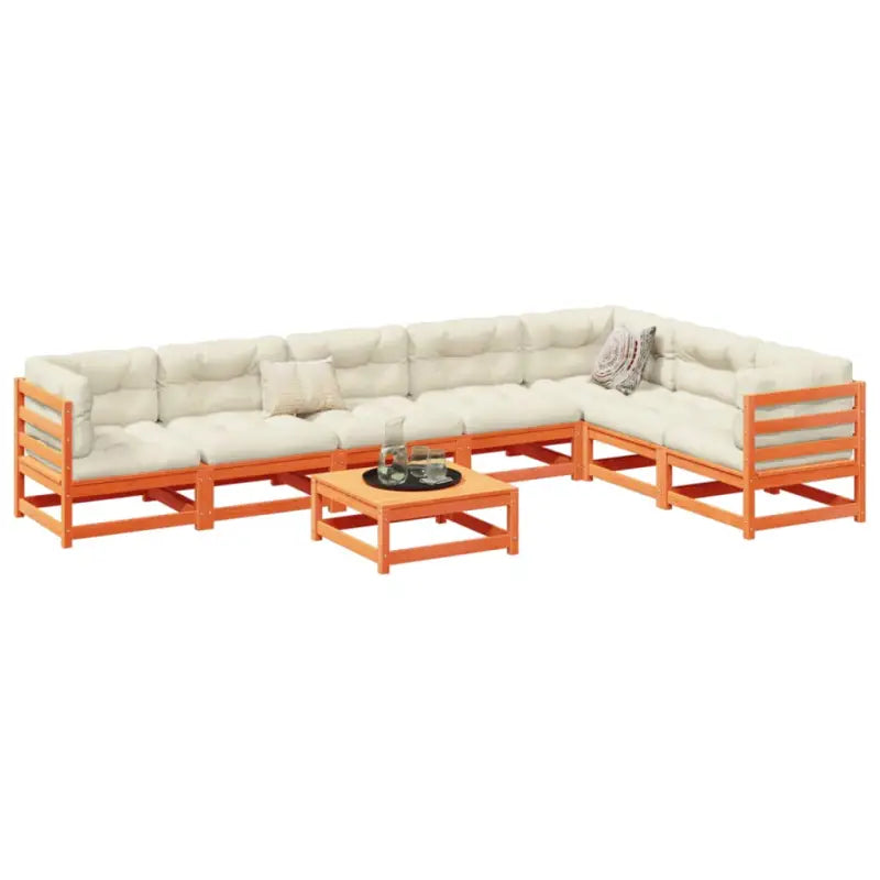 Massief Grenenhout Loungeset met Modulair Ontwerp en Hoogte Rugleuning - Wasbruin / zonder kussen - Tuinsets