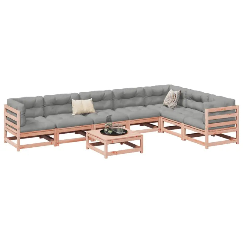 Massief Grenenhout Loungeset met Modulair Ontwerp en Hoogte Rugleuning - Natuurlijk douglashout / met kussen - Tuinsets