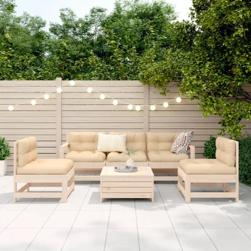 Massief grenenhout loungeset met modulair ontwerp voor gezellige tuinmomenten - Tuinsets