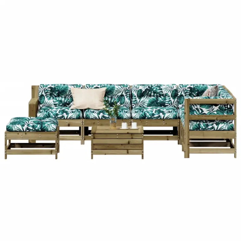 Massief Grenenhout Loungeset met modulair ontwerp voor in de tuin - Naturel geïmpregneerd - Tuinsets