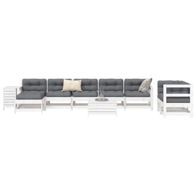 Massief Grenenhout Loungeset met Modulair Ontwerp voor in de Tuin - Wit grenenhout - Tuinsets