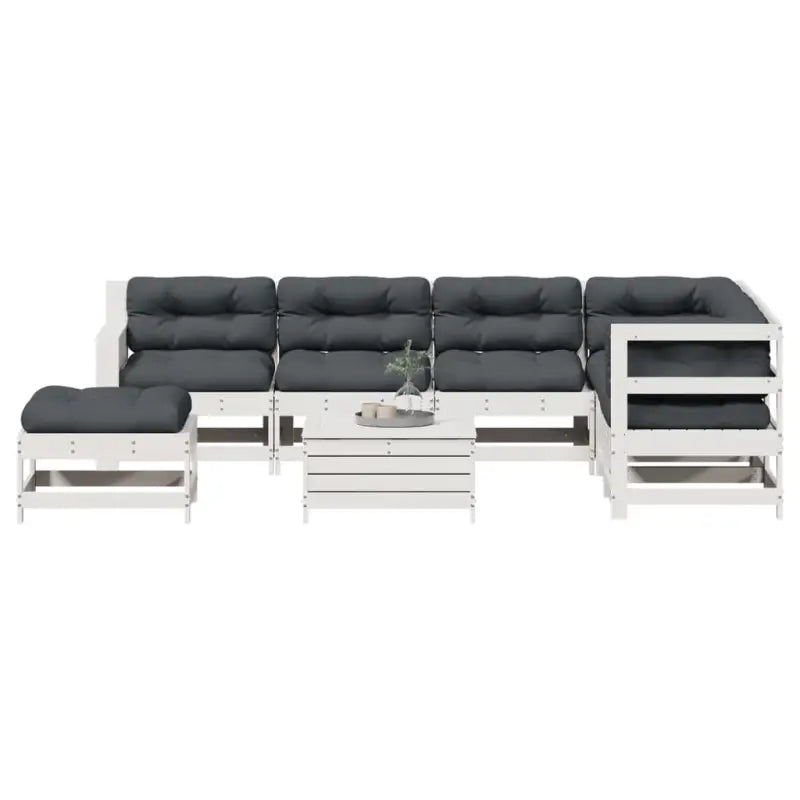 Massief Grenenhout Loungeset met modulair ontwerp voor in de tuin - Wit grenenhout - Tuinsets
