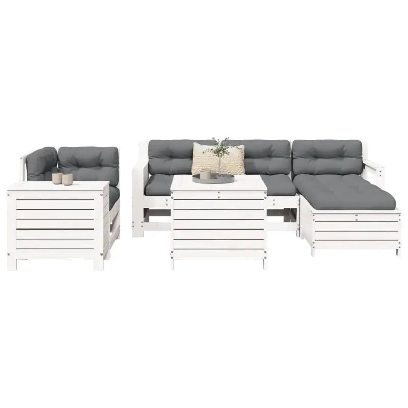 Massief Grenenhout loungeset met modulair ontwerp voor tuin en terras - Wit grenenhout - Tuinsets