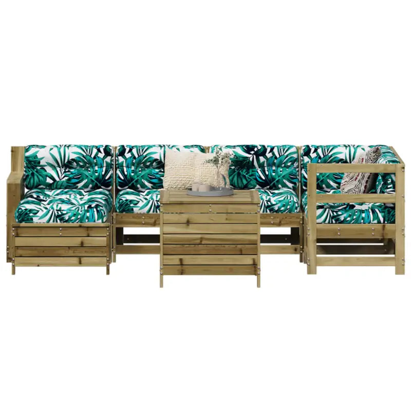 Massief grenenhout loungeset met modulair ontwerp voor tuin en terras - Naturel geïmpregneerd - Tuinsets