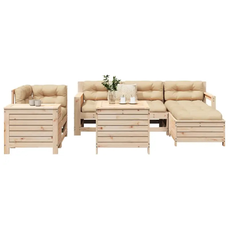 Massief Grenenhout loungeset met modulair ontwerp voor tuin en terras - Natuurlijk grenenhout - Tuinsets
