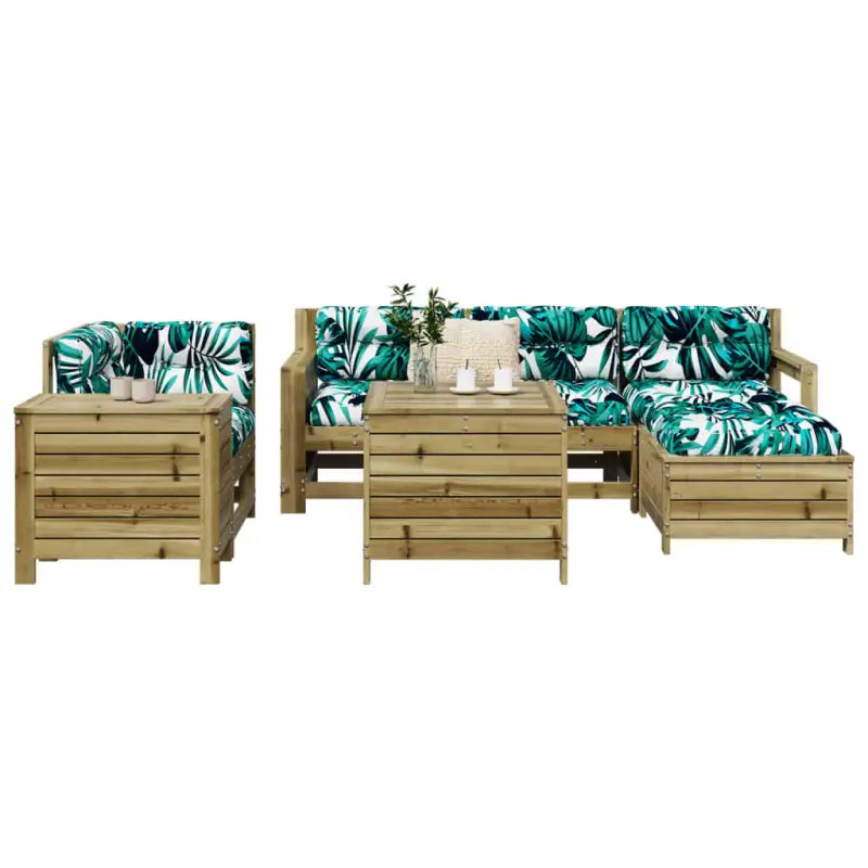 Massief Grenenhout loungeset met modulair ontwerp voor tuin en terras - Naturel geïmpregneerd - Tuinsets
