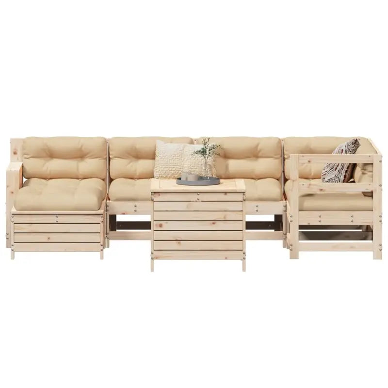 Massief grenenhout loungeset met modulair ontwerp voor tuin en terras - Natuurlijk grenenhout - Tuinsets