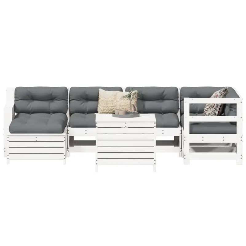Massief grenenhout loungeset met modulair ontwerp voor tuin en terras - Wit grenenhout - Tuinsets