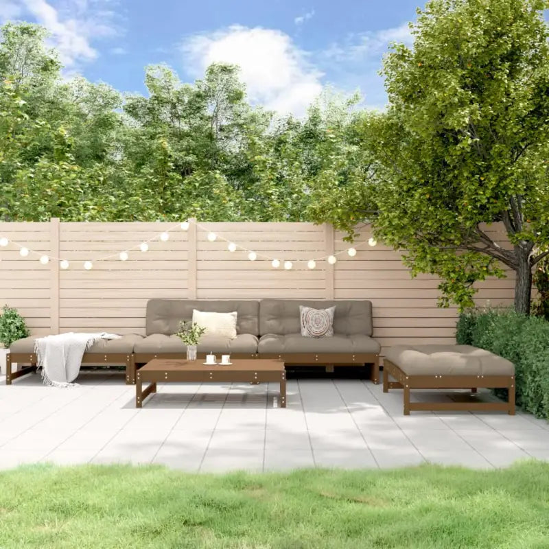Massief Grenenhout Loungeset voor in de tuin met zachte kussens - Honingbruin grenenhout - Tuinsets