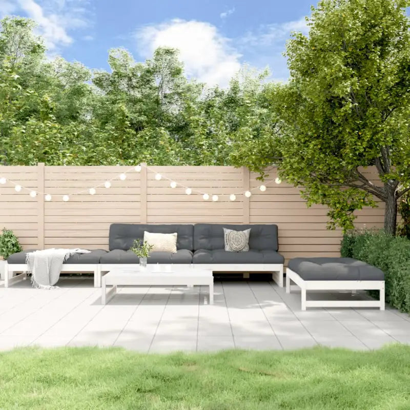 Massief Grenenhout Loungeset voor in de tuin met zachte kussens - Wit grenenhout - Tuinsets