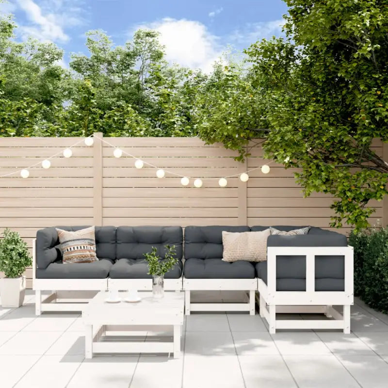Massief grenenhout loungeset voor tuin met zachte kussens - Wit grenenhout - Tuinsets
