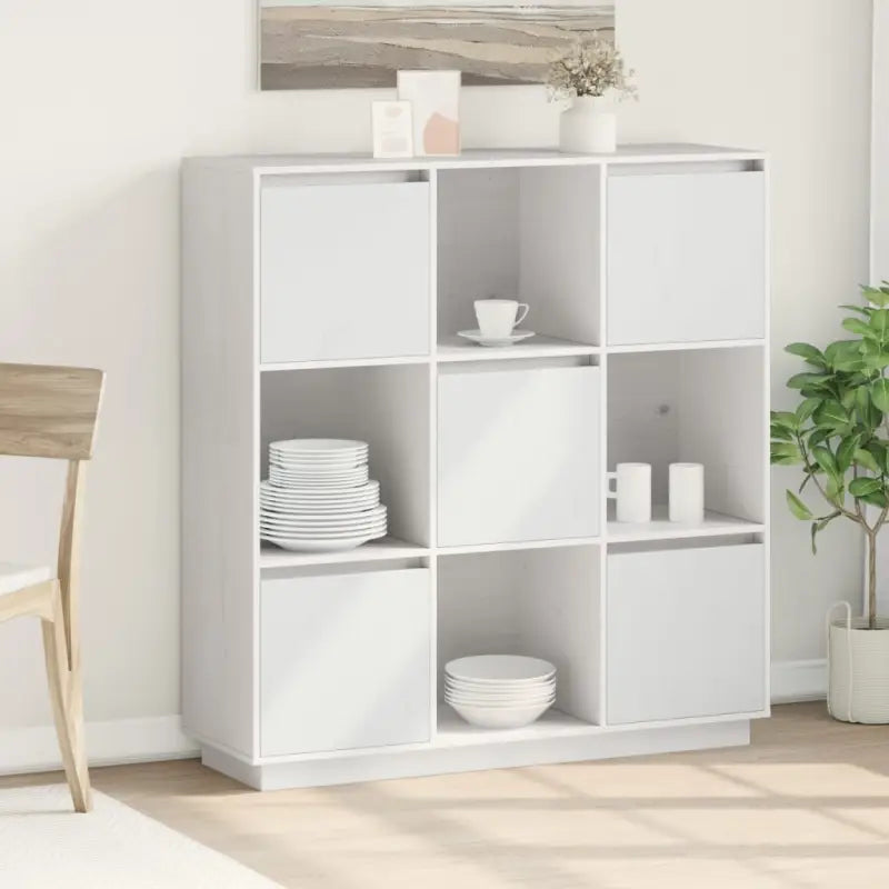 Massief Grenenhout Moderne Stijl Hoge Kast voor Elegant Interieur - Wit / 1 - Dressoirs & buffetkasten