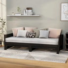 Massief grenenhout multifunctionele uitschuifbare slaapbank met totale afmetingen - Zwart / 90 x 190 cm - Bedden &