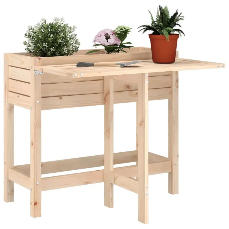 Massief grenenhout plantenbak met inklapbaar tafelblad voor buiten - Natuurlijk grenenhout / 1 - Bloempotten &
