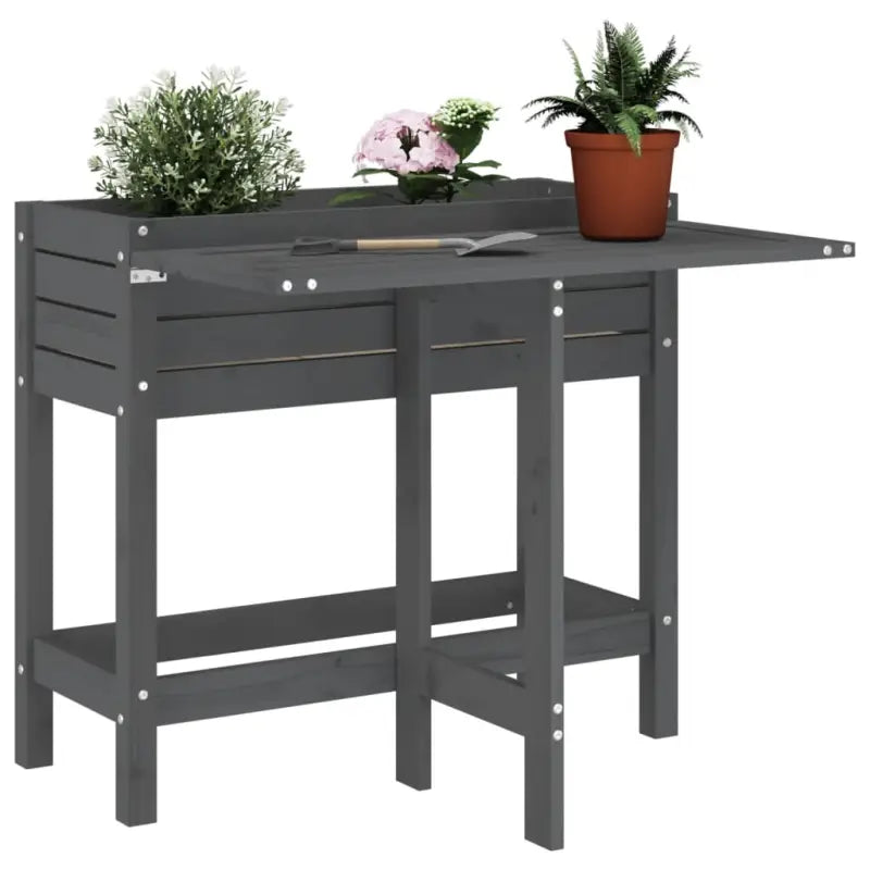Massief grenenhout plantenbak met inklapbaar tafelblad voor buiten - Grijs grenenhout / 1 - Bloempotten & plantenbakken