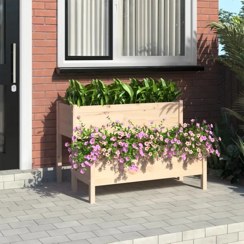 Massief grenenhout plantenbak voor binnen en buiten gebruik - Naturel / 110 x 84 x 75 cm / 1 - Bloempotten &