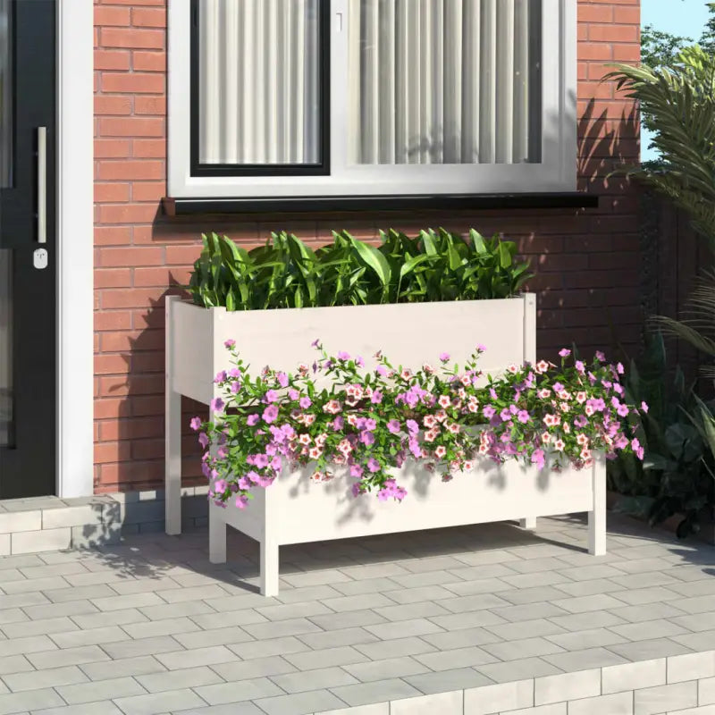 Massief grenenhout plantenbak voor binnen en buiten gebruik - Wit / 110 x 84 x 75 cm / 1 - Bloempotten & plantenbakken