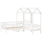Massief Grenenhout Slaapbank met Huisje en Bankje in Witmateriaal - Bedden & bedframes