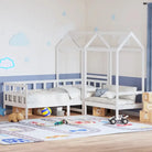 Massief Grenenhout Slaapbank met Huisje en Bankje in Witmateriaal - Bedden & bedframes
