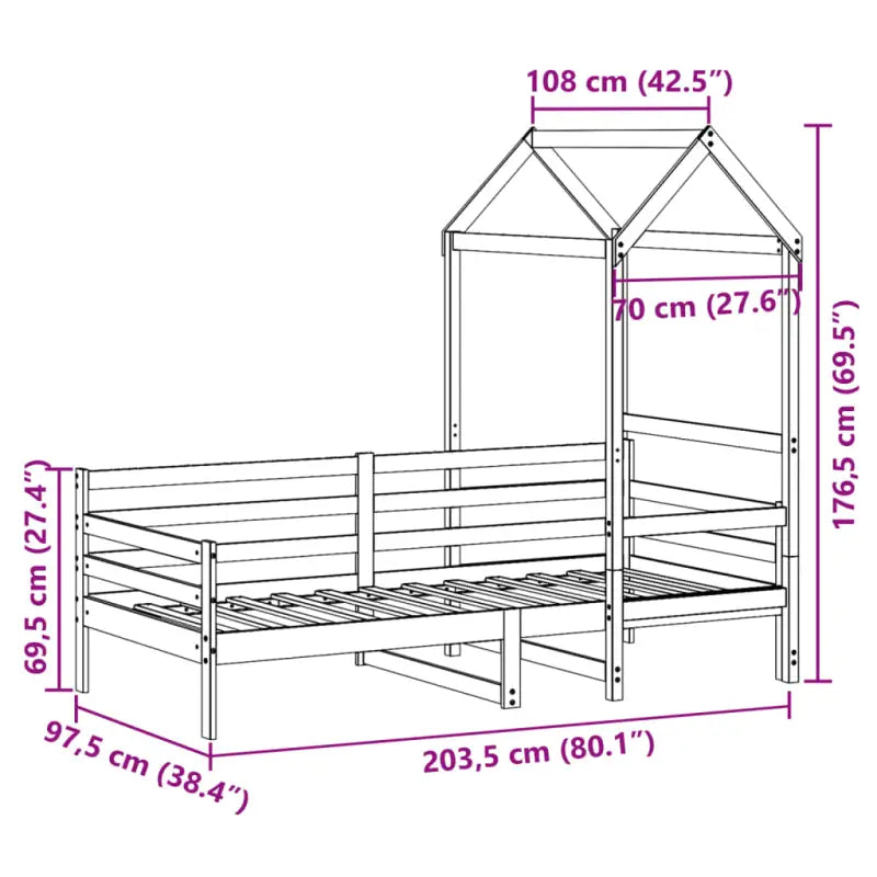 Massief grenenhout slaapbank met open zijdeur in wit materiaal - Bedden & bedframes