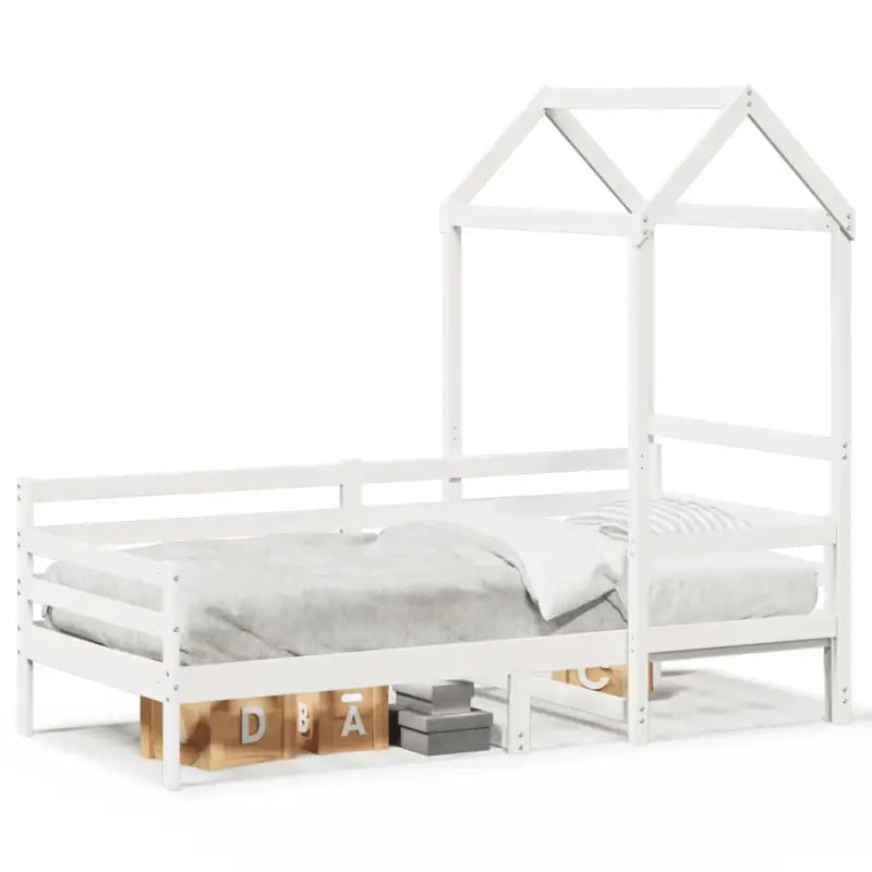 Massief grenenhout slaapbank met open zijdeur in wit materiaal - Bedden & bedframes