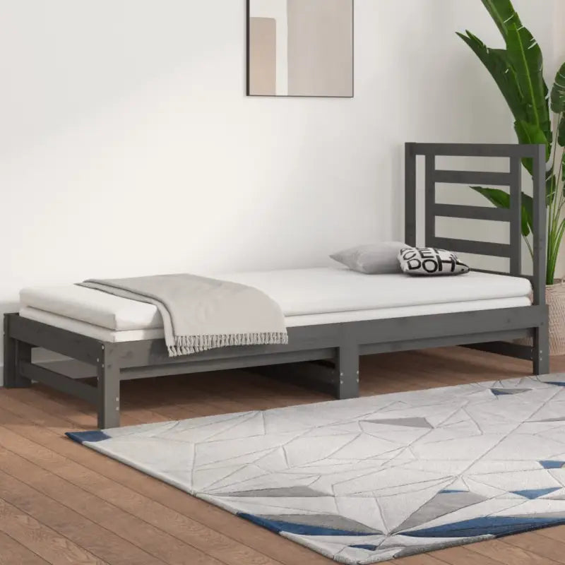 Massief grenenhout slaapbank met veelzijdige afmetingen voor woonkamer of slaapkamer - Grijs / 90 x 200 cm - Bedden &
