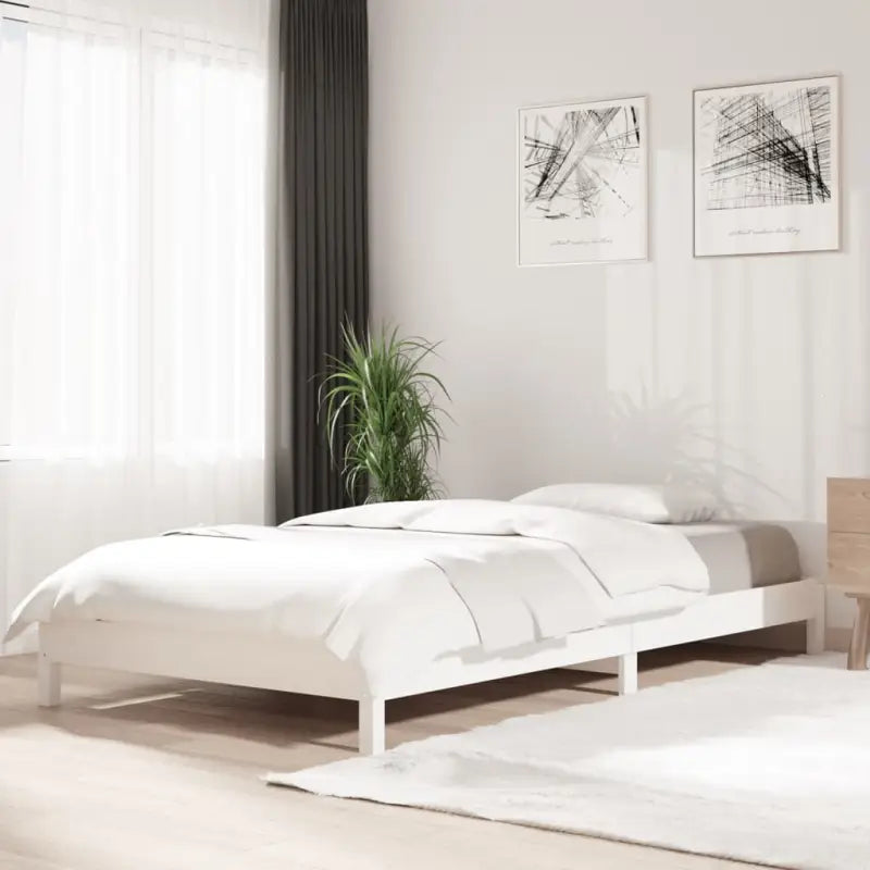 Massief Grenenhout Stapelbed voor Comfort en Tijdloos Design - Wit / 90 x 190 cm - Bedden & bedframes