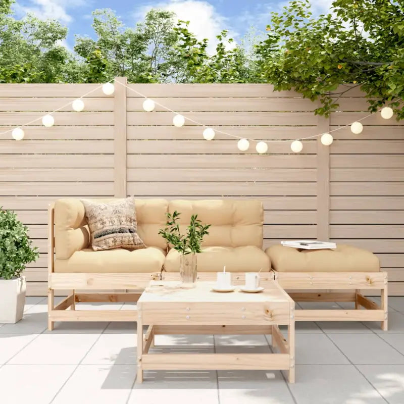 Massief Grenenhout Tuin Lounge Set met Voetenbank en Salontafel - Tuinsets