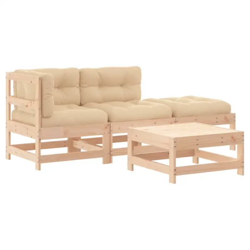 Massief Grenenhout Tuin Lounge Set met Voetenbank en Salontafel - Tuinsets