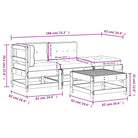 Massief Grenenhout Tuin Lounge Set met Voetenbank en Salontafel - Tuinsets