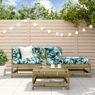Massief Grenenhout Tuin Lounge Set met Voetenbank en Salontafel - Bruin - Tuinsets