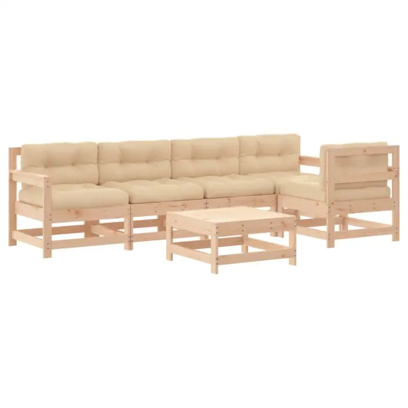Massief Grenenhout Tuin Loungeset met Zachte Kussens - Tuinsets