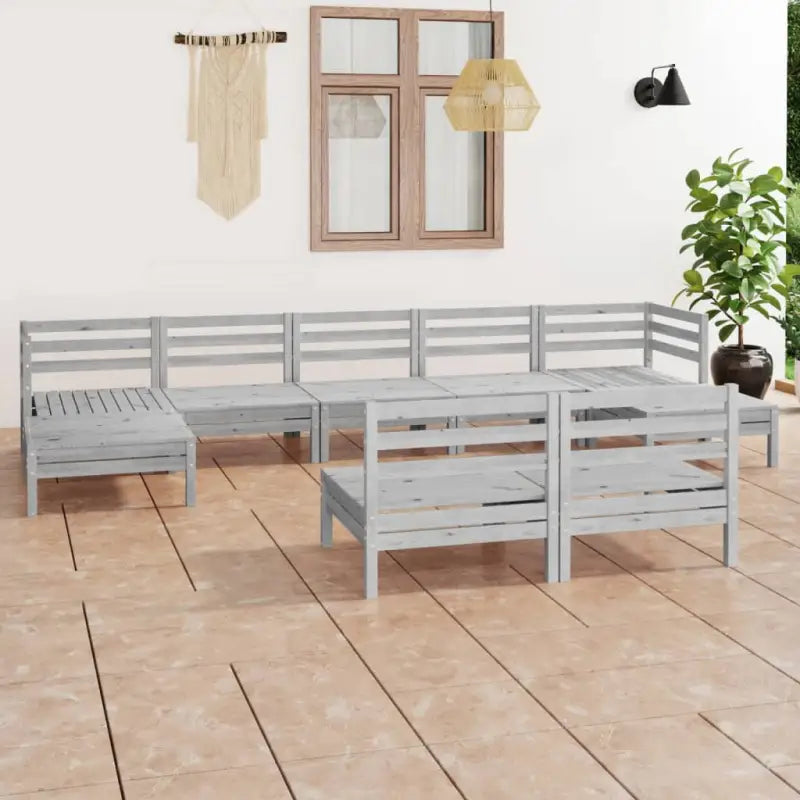 Massief Grenenhout Tuinset met Tafel en Voetenbank voor Buitenplezier - Wit - Tuinsets