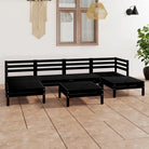Massief Grenenhout Tuinset met Tafel en Voetenbank voor ontspanning - Zwart - Tuinsets